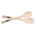 12" Wooden Serving Set -2 Forks (each Silk Screened)